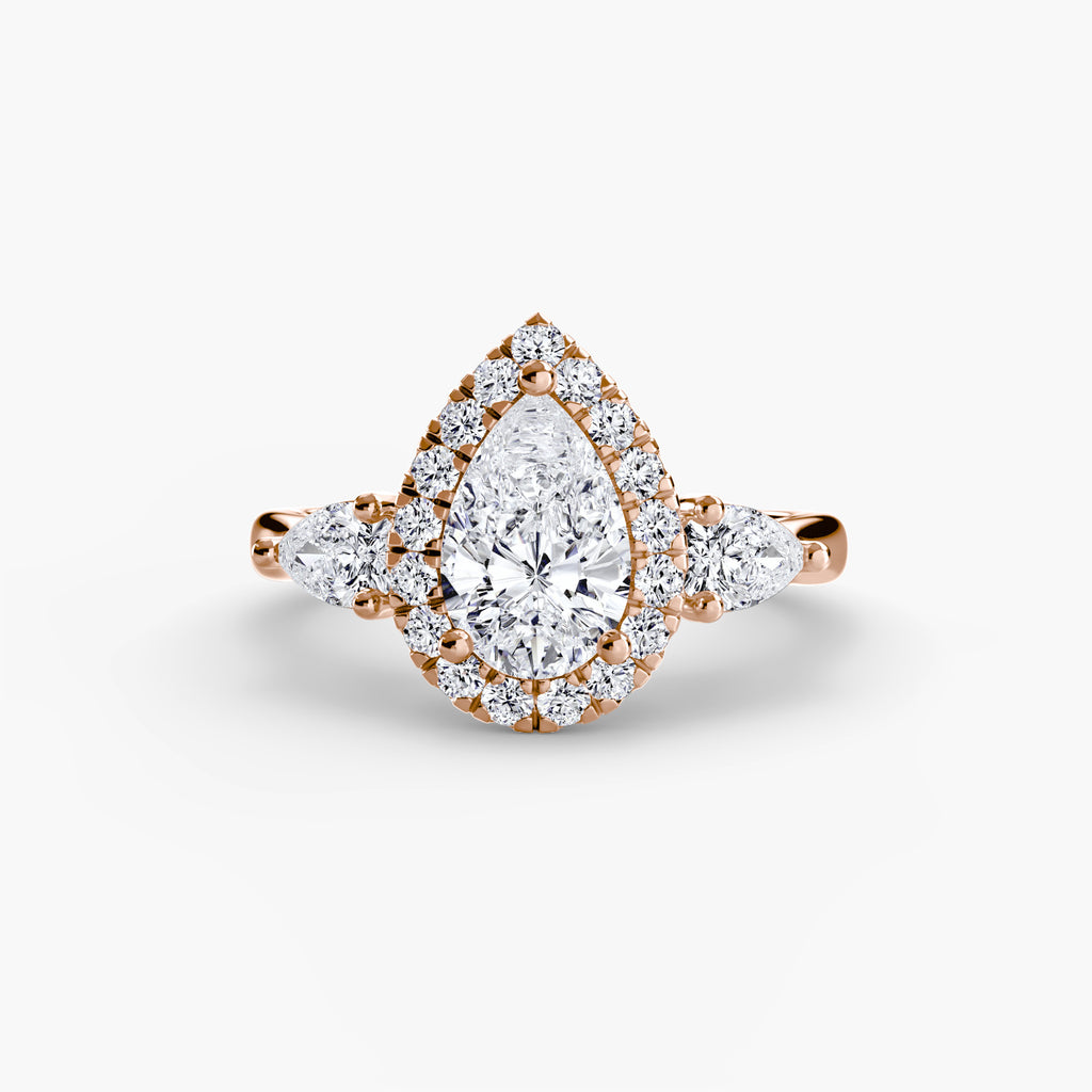 Three-Stone Ring with Halo