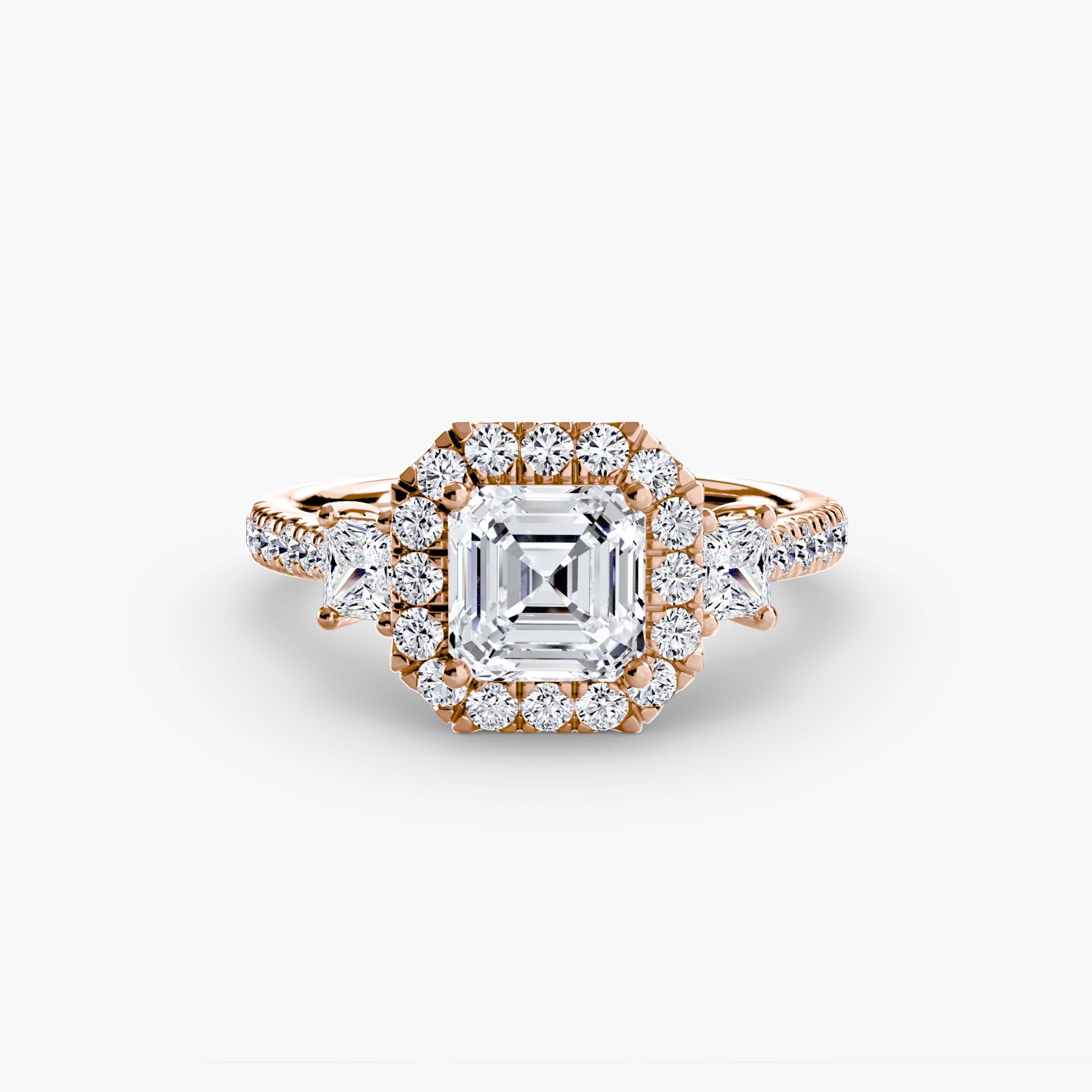 Three-Stone Ring with Halo 2