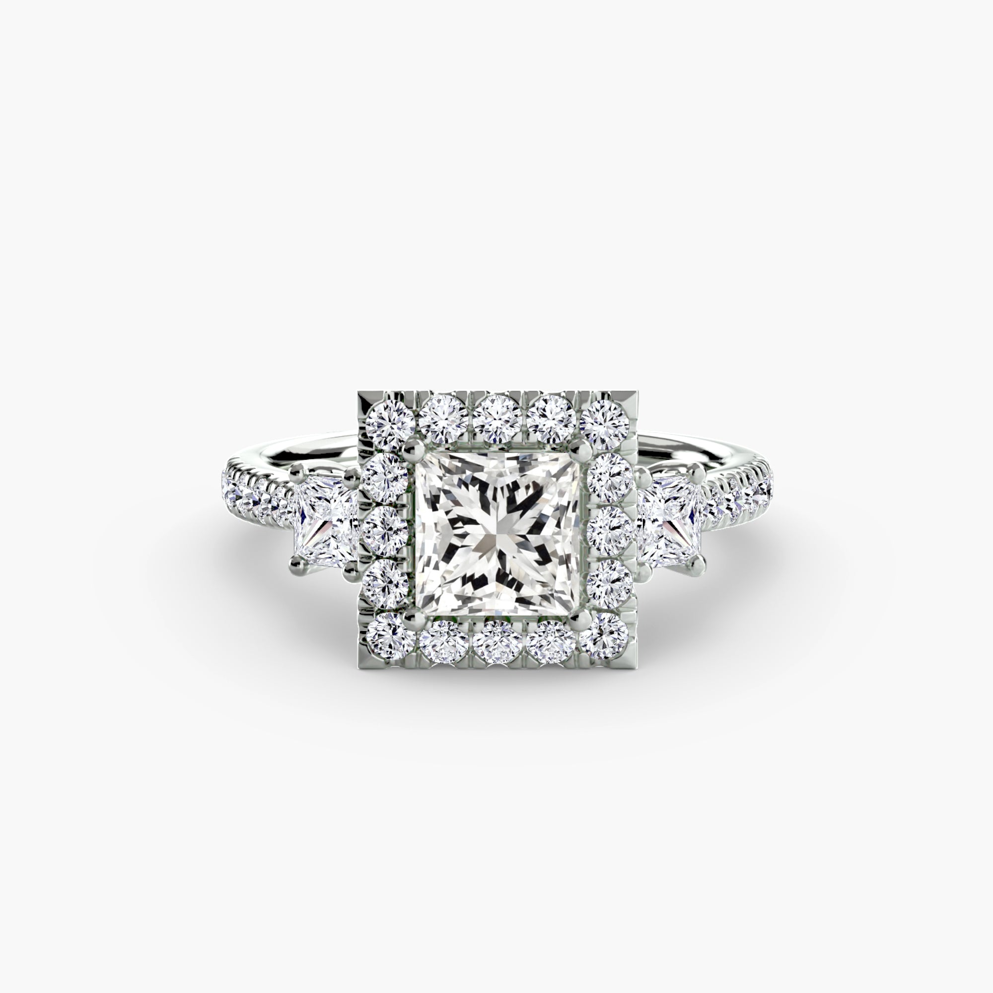 Three-Stone Ring with Halo 2