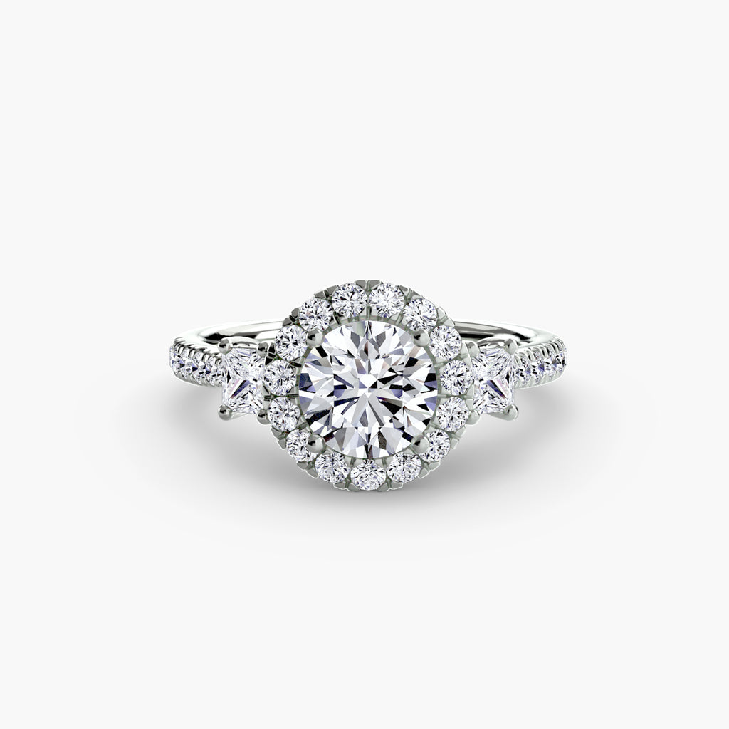 Three-Stone Ring with Halo 2